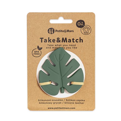 Petite&Mars Szilikon rágóka, Take&Match, Misty Green, 0 hó+