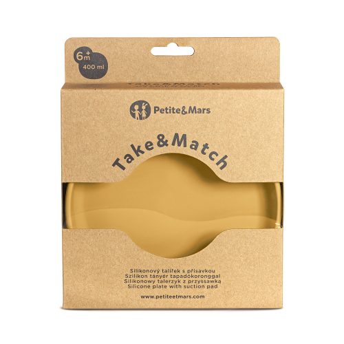 Petite&Mars Szilikon tányér tapadókoronggal, Take&Match, Intense Ochre, 6 hó+