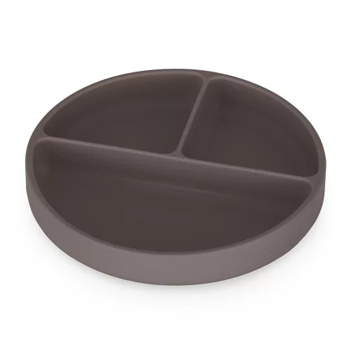 Petite&Mars Szilikon osztott tányér, kerek Take&Match Bitter Cocoa 6m+