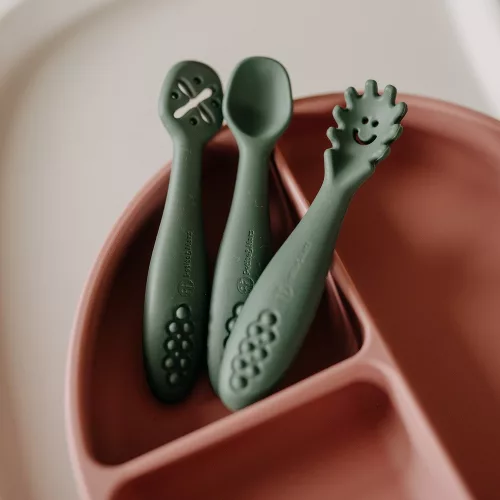 Petite&Mars Szilikon gyakorló kanál szett 3 db Take&Match Frosted Sky 6m+