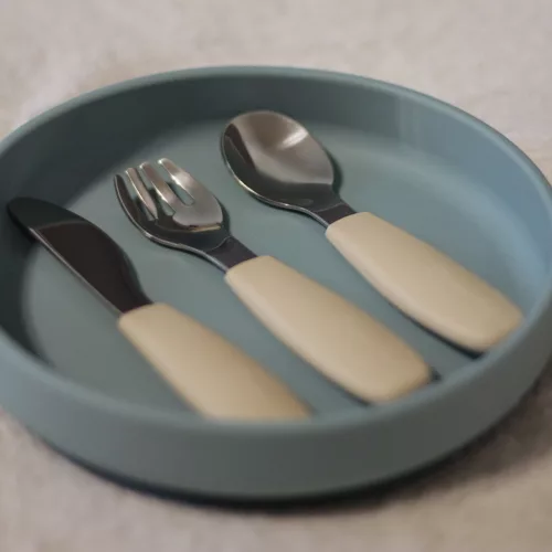 Petite&Mars Rozsdamentes acél evőeszközkészlet Take&Match Sweet Pea 12m+