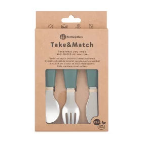   Petite&Mars Rozsdamentes acél evőeszközkészlet Take&Match Misty Green 12m+
