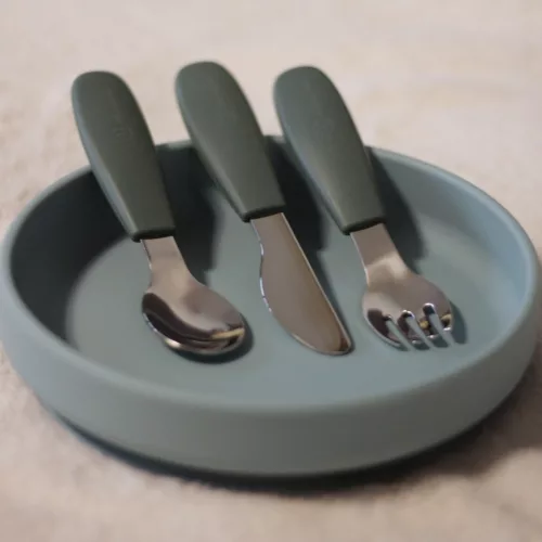 Petite&Mars Rozsdamentes acél evőeszközkészlet Take&Match Dusty Rose 12m+