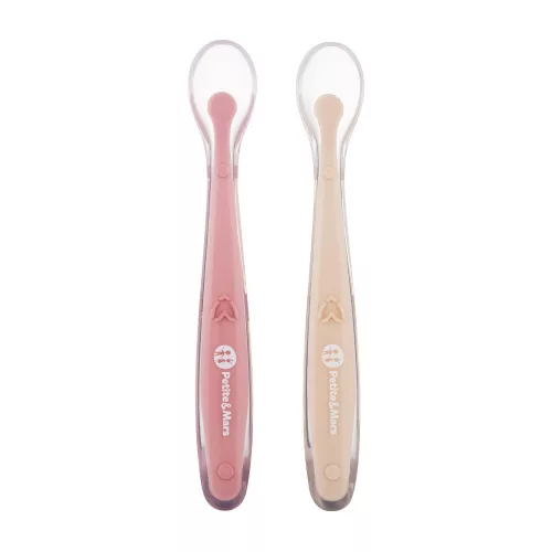 PETITE&MARS Szilikon kanálkák tokkal 2 db-os készlet Take&Match Sand - Rose 6m+