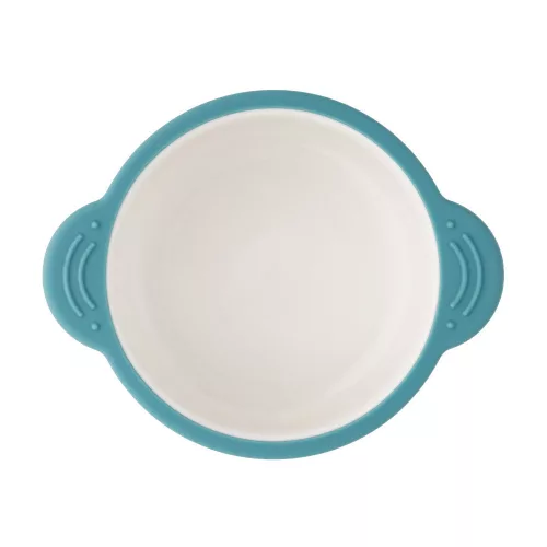 PETITE&MARS Kerámia tálka szilikon borítással - Teal Blue