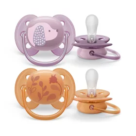   Avent SCF091/18 lányos, állatos játszócumi, ultrasoft premium, 6-18 hó, 2 db