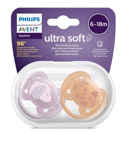 Avent SCF091/18 lányos, állatos játszócumi, ultrasoft premium, 6-18 hó, 2 db