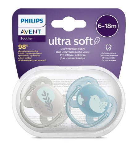 Avent SCF091/15 állatos, fiús játszócumi, ultrasoft premium, 6-18 hó, 2 db
