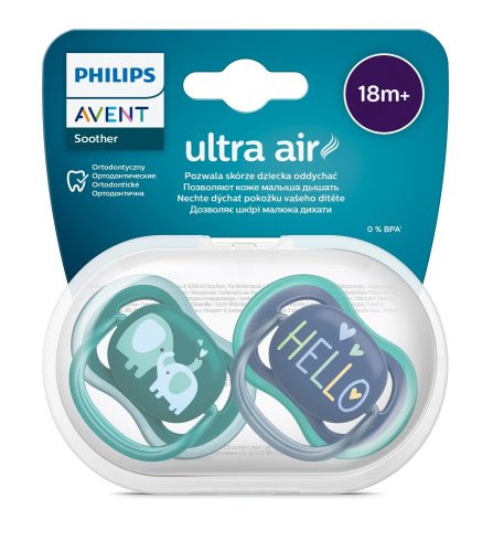Avent SCF349/18 Ultra air, elefántos, fiús játszócumi, 18 hó, 2db