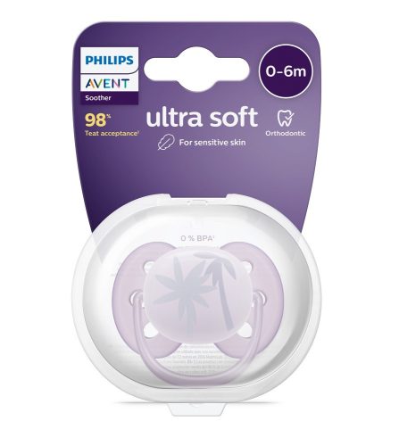Avent SCF092/03 Ultrasoft premium, lila játszócumi, 0-6 hó, 1 db
