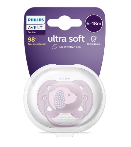 Avent SCF092/05 lila játszócumi, ultrasoft premium, 6-18hó, 1 db