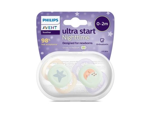 Philips AVENT SCF075/07 Játszócumi ultra start éjszakai 0-2hó 2 db - lányos