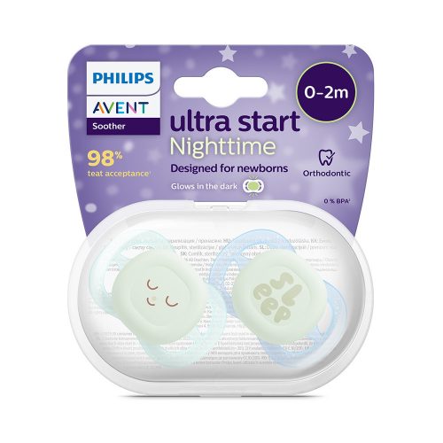 Philips AVENT SCF075/08 Játszócumi ultra start éjszakai 0-2hó 2 db - fiús