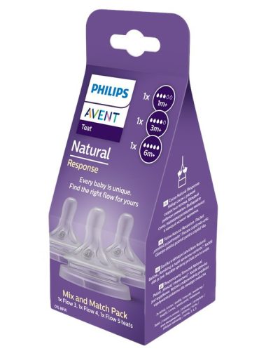 Philips AVENT SCY960/03 Natural Response etetőcumi mix 1hó+,3hó+,6hó+, 3 db