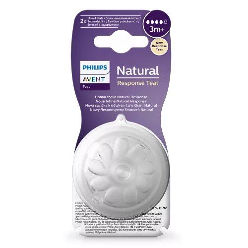 Philips AVENT Etetőcumi Natural Response, 2db, 4 cseppes, 3 hó