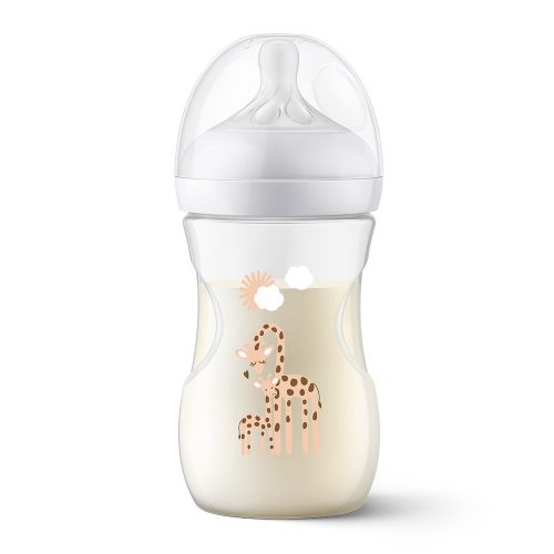 Avent SCY903/66 Natural Response zsiráf mintás cumisüveg, 260 ml, 1hó+