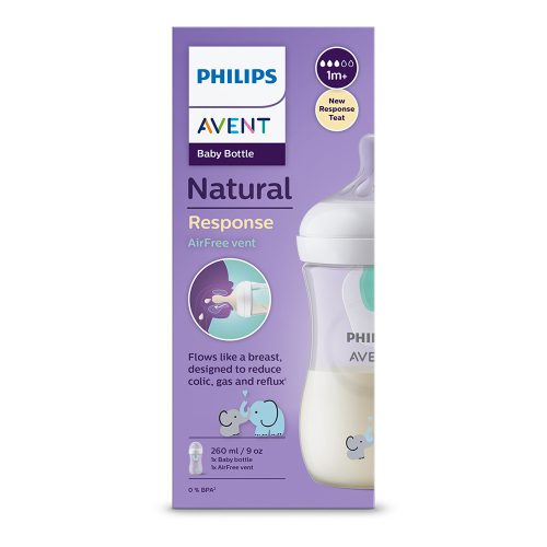 Avent SCY673/81 Natural Response elefántos cumisüveg AirFree 260 ml 1 hó+