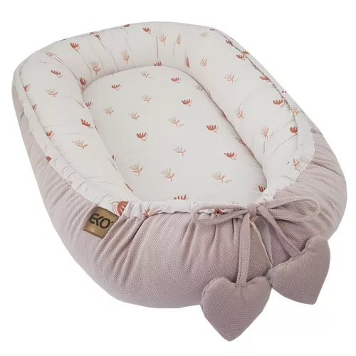 EKO Babafészek pamut Velvet 90x60cm - Beige Meadow