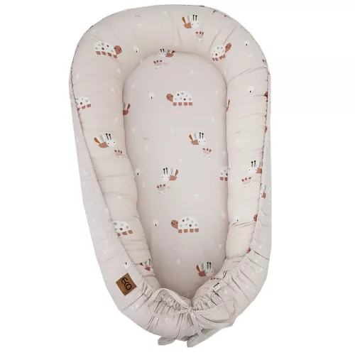 EKO Kétoldalas pamut babafészek Méhek Csillagok 90x60 cm - Bézs