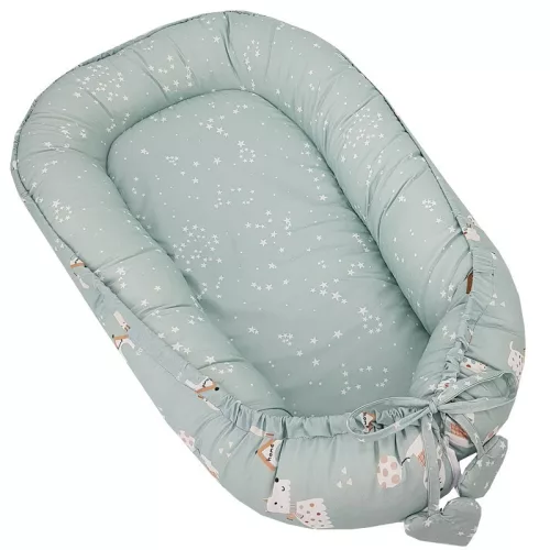 EKO Kétszínű pamut babafészek Dogs Stars 90x60 cm - Mint