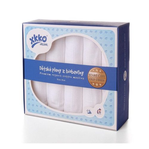 KIKKO Pelenkák gyermek BIOpamutból Régi idők 70x70 cm 5 db - fehér