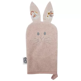   EKO Pamut frottír fürdetőkesztyű fülekkel Bunny 20x15 cm - Rose pink