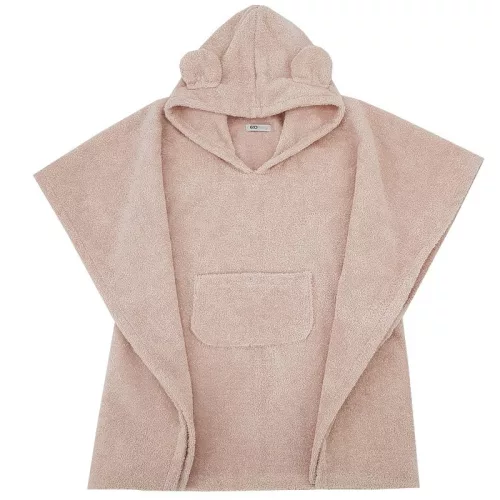 EKO Poncso pamutból kapucnival és fülekkel 75x120 cm - Powder pink
