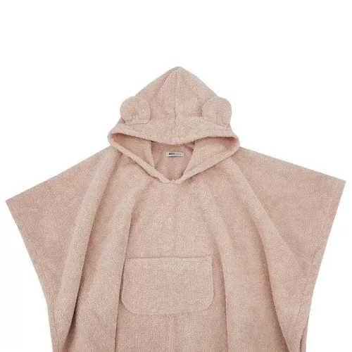 EKO Poncso pamutból kapucnival és fülekkel 75x120 cm - Powder pink