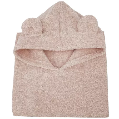 EKO Poncso pamutból kapucnival és fülekkel 75x120 cm - Powder pink