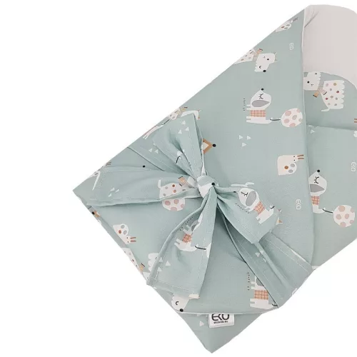 EKO Bebújós takaró pamutból kókusz kivehető betéttel és masnival 75x75 cm - Dogs Mint