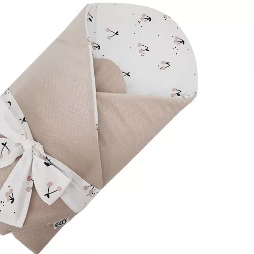 EKO takaró pamutból velúrral és kókusz belsővel masnival 75x75cm - Cherry