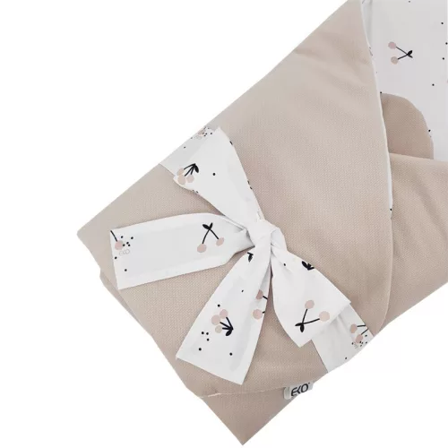 EKO takaró pamutból velúrral és kókusz belsővel masnival 75x75cm - Cherry