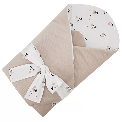 EKO takaró pamutból velúrral és kókusz belsővel masnival 75x75cm - Cherry