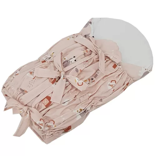 EKO Bebújós takaró fűzős kókusz kivehető betéttel 75x75 cm - My farm Powder pink