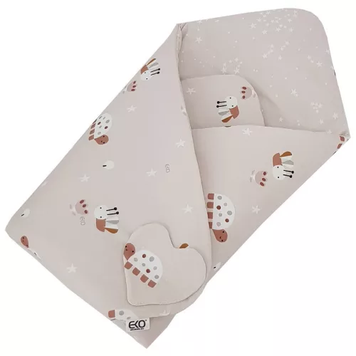 EKO Csecsemőkendő pamut kétoldalas 75x75 cm - Bees Stars Beige