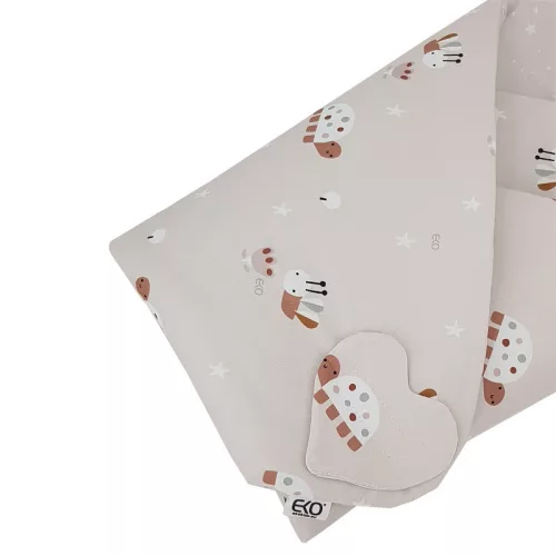 EKO Csecsemőkendő pamut kétoldalas 75x75 cm - Bees Stars Beige