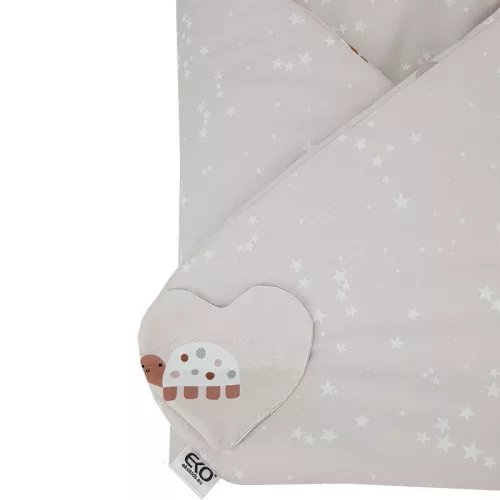 EKO Csecsemőkendő pamut kétoldalas 75x75 cm - Bees Stars Beige
