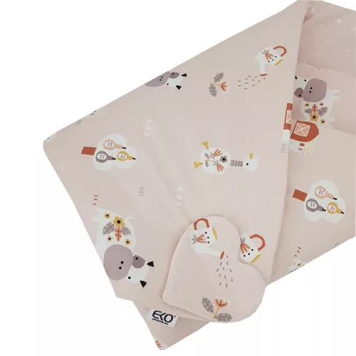 EKO takaró pamut kétoldalas My farm 75x75 cm - Powder pink