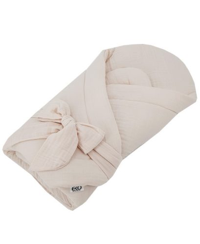 EKO Muszlin pólya kókusz kivehető betéttel és masnival 75x75 cm - Beige