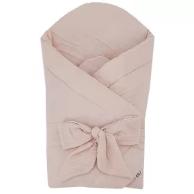   EKO Muszlin pólya kókusz kivehető betéttel és masnival 75x75 cm - Powder pink