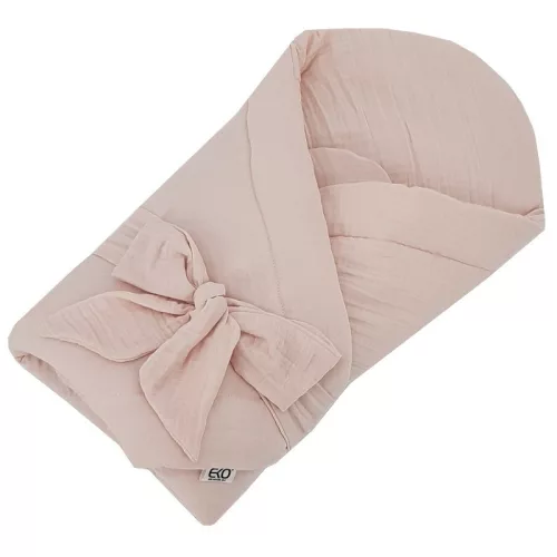 EKO Muszlin pólya kókusz kivehető betéttel és masnival 75x75 cm - Powder pink