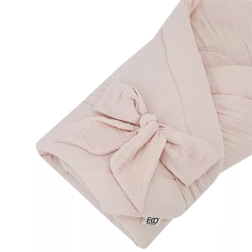 EKO Muszlin pólya kókusz kivehető betéttel és masnival 75x75 cm - Powder pink
