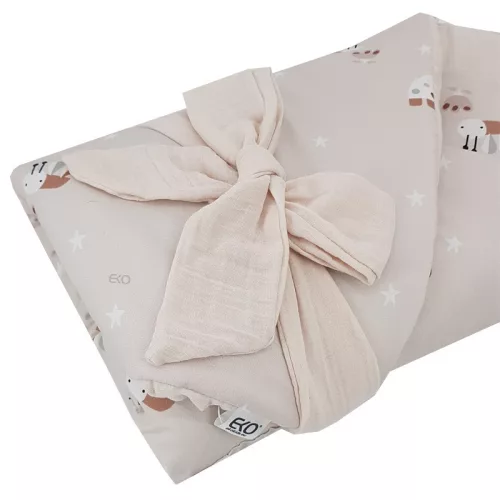 EKO Muszlin pólya kókusz kivehető betéttel Bees Beige 75x75 cm - Beige