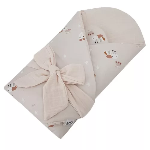 EKO Muszlin pólya kókusz kivehető betéttel Bees Beige 75x75 cm - Beige