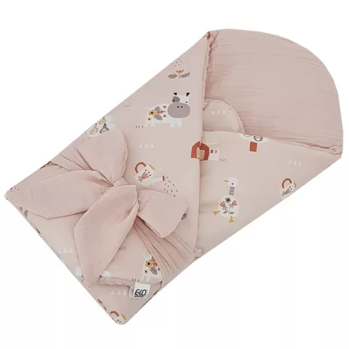EKO Muszlin pólya kókusz kivehető betéttel My farma Muselin 75x75 cm - Powder pink
