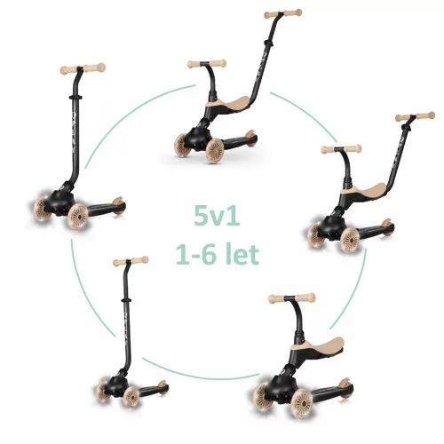 QPLAY Futóbicikli/roller Sema Evo LED fényekkel 1 - 6 év 50 kg-ig - Khaki