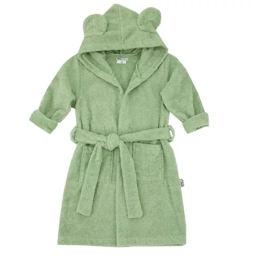 EKO Köntös pamutból kapucnival és fülekkel méret 92-98 - Olive green