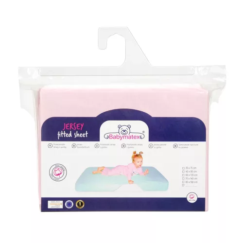 BabyMatex Jersey gumis lepedő 60x120cm - Órózsaszín púder