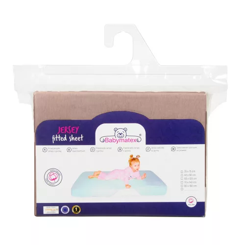 BabyMatex Jersey gumis lepedő 60x120cm - Világosbarna dió