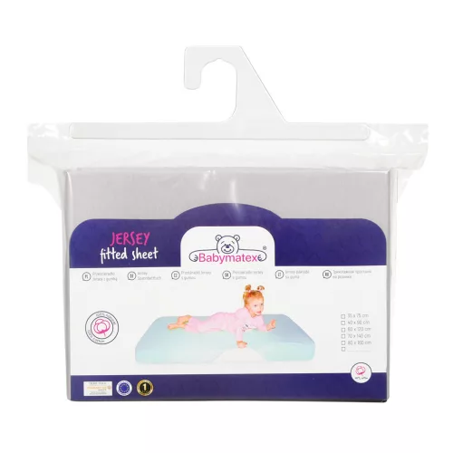 BabyMatex Jersey gumis lepedő 60x120cm - Világosszürke